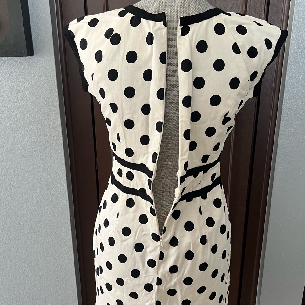 Vintage Jody California White Polka-Dot Sheath Dress - Picture 4 of 5
